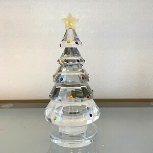 Jeweled Crystal Christmas Tree w/ Gold Star Topper 7.5in Luxe Holiday Decor NEW